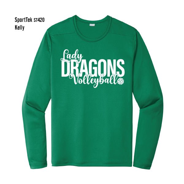 Carroll Middle School "Lady Dragon Volleyball" Sport-Tek Posi-UV Pro L/S Tee