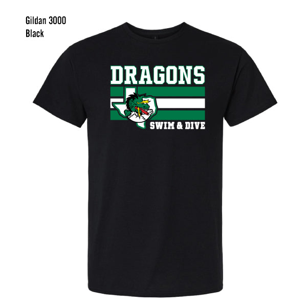 Carroll Swim & Dive "Dragons Flag" Gildan Light Cotton Tee