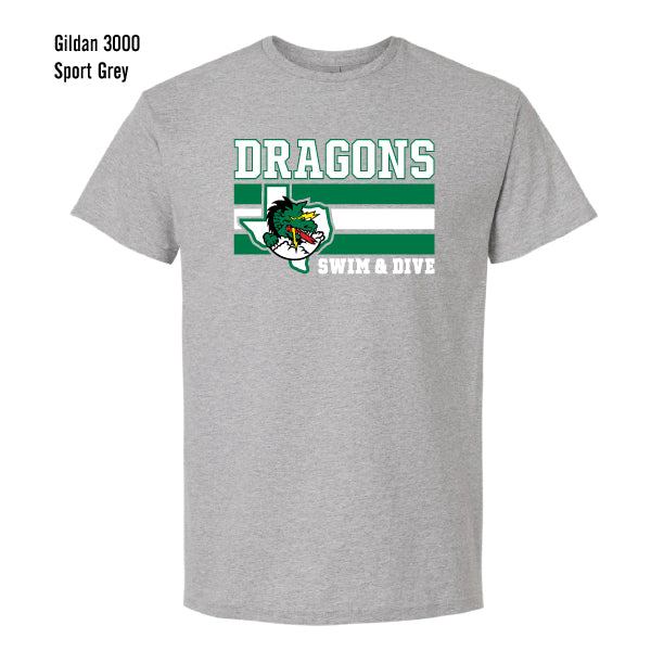 Carroll Swim & Dive "Dragons Flag" Gildan Light Cotton Tee