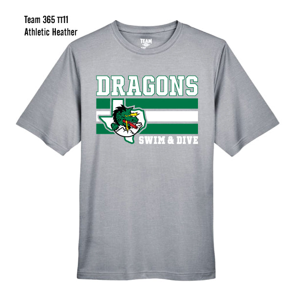 Carroll Swim & Dive "Dragons Flag" Team 365 Sonic Heather Performance Tee