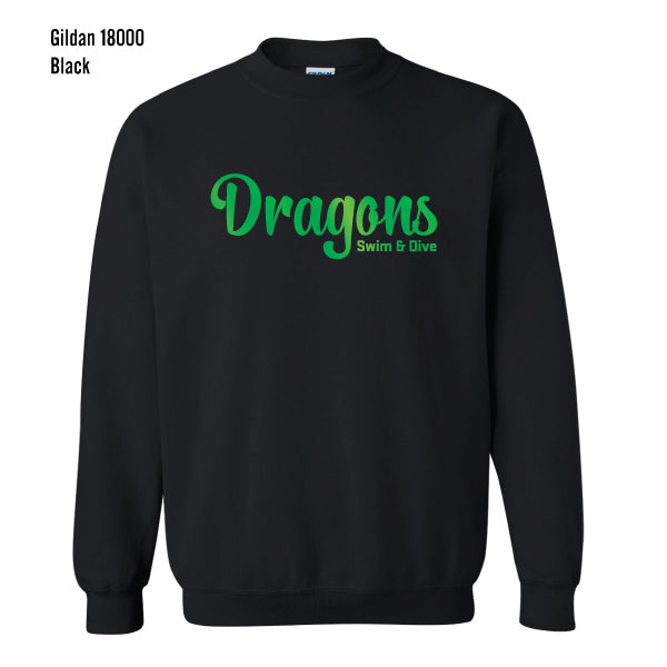 Carroll Swim & Dive "Green Foil Dragons" Gildan Heavy Blend Crew Sweatshirt