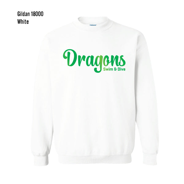 Carroll Swim & Dive "Green FOIL Dragons" Gildan Heavy Blend Crew Sweatshirt