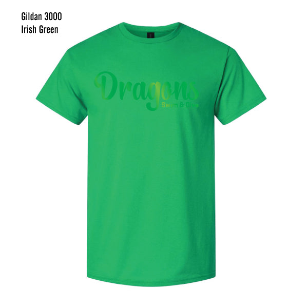 Carroll Swim & Dive "Green Foil Dragons" Gildan Light Cotton Tee