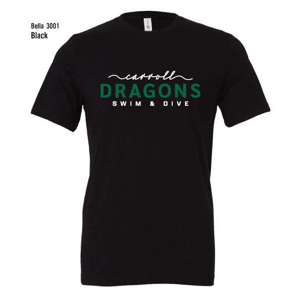 Dragons Swim & Dive "Carroll Script" Bella Canvas Unisex Jersey Tee
