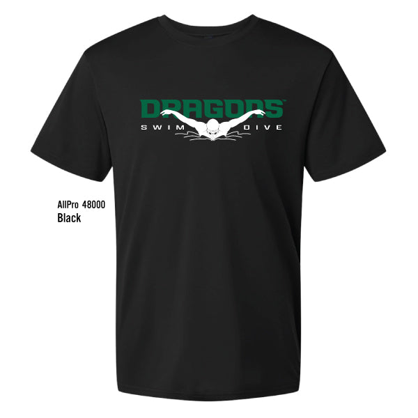 Dragons Swim & Dive "Swimmer Silhouette" AllPro Pro-Lock Performance Tee