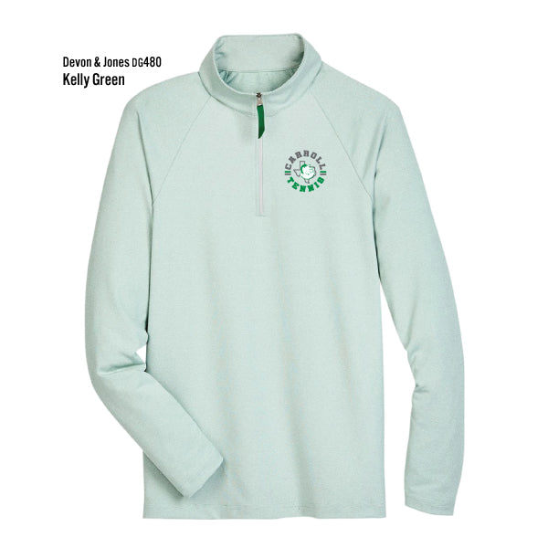 "Carroll Tennis" Devon & Jones Crown Lux Performance Clubhouse Micro-Stripe Quarter-Zip