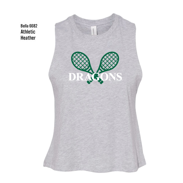 Dragons Tennis "Racquets" Bella Canvas Women's Racerback Cropped Tank