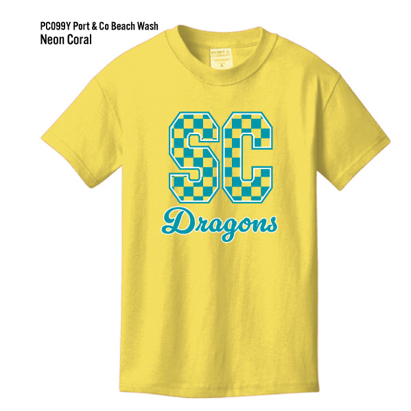 Durham Intermediate School "Checkered SC Dragons" Port & Co Beach Washed Tee