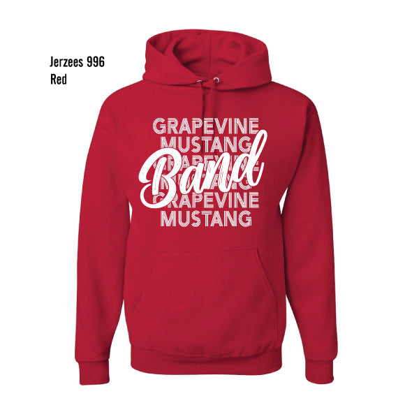 Grapevine Mustang Band "Repeating" Jerzees Pullover Hooded Sweatshirt