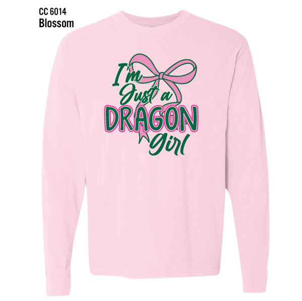 Durham Intermediate School "Just A Dragon Girl" Comfort Colors L/S Tee