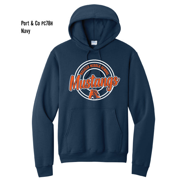 Melillo Middle School "Mustangs Circle" Port & Co Core Fleece Pullover Hooded Sweatshirt