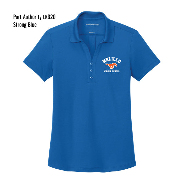 Melillo Middle School "Melillo Mustangs" Port & Co Ladies Plaited Pique Polo