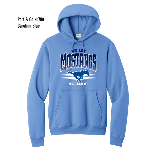 Melillo Middle School "We Are Mustangs" Port & Co Core Fleece Pullover Hooded Sweatshirt