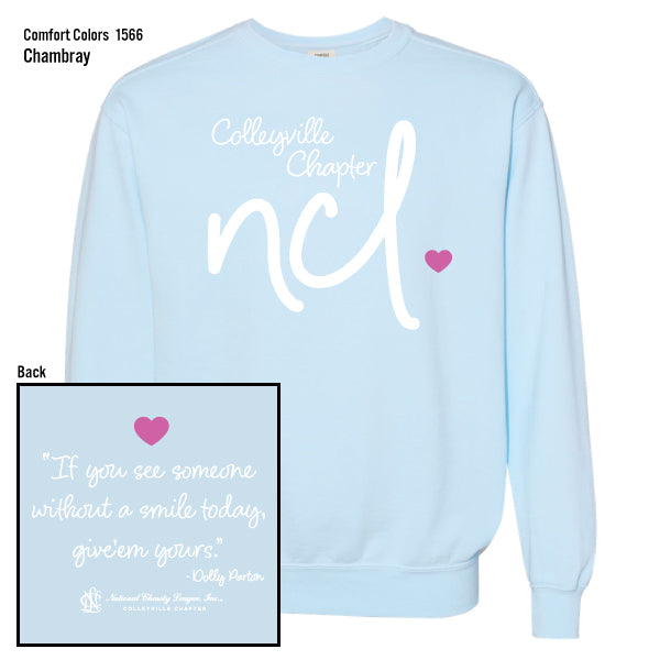 National Charity League Colleyville Chapter "Script Heart" Comfort Colors Sweatshirt