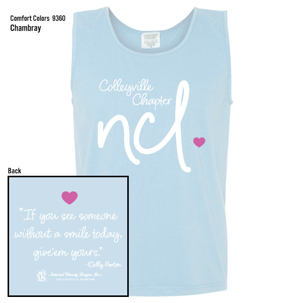 National Charity League Colleyville Chapter "Script Heart" Comfort Colors Tank