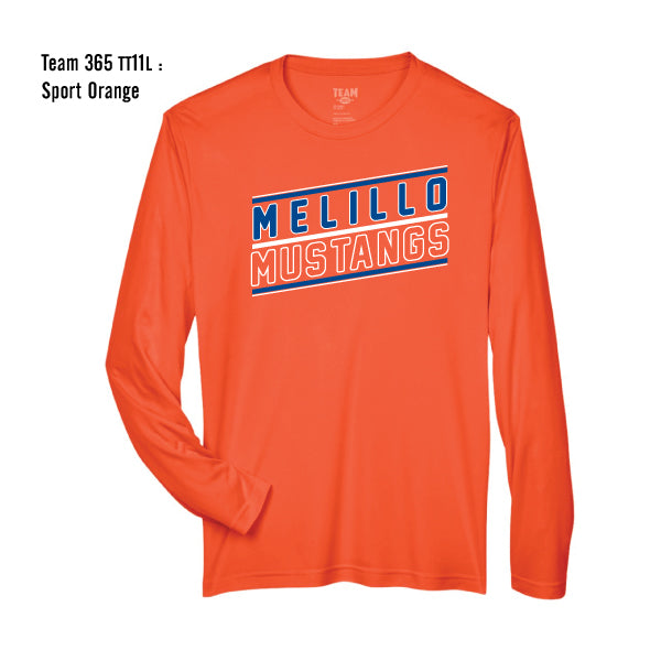 Melillo Middle School "Melillo Mustangs Slant" Team 365 Zone Performance L/S Tee