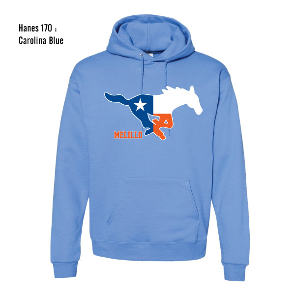 Melillo Middle School "Texas Flag Mustang" Hanes Ecosmart Hooded Sweatshirt
