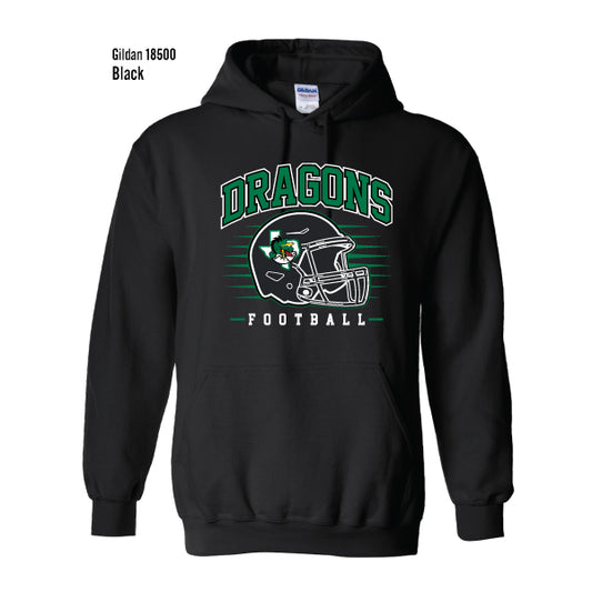 Carroll Middle School "Dragons Football" Gildan Heavy Blend Hooded Sweatshirt