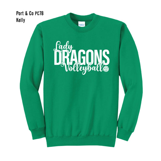 Carroll Middle School "Lady Dragons Volleyball" Port & Co Core Fleece Sweatshirt
