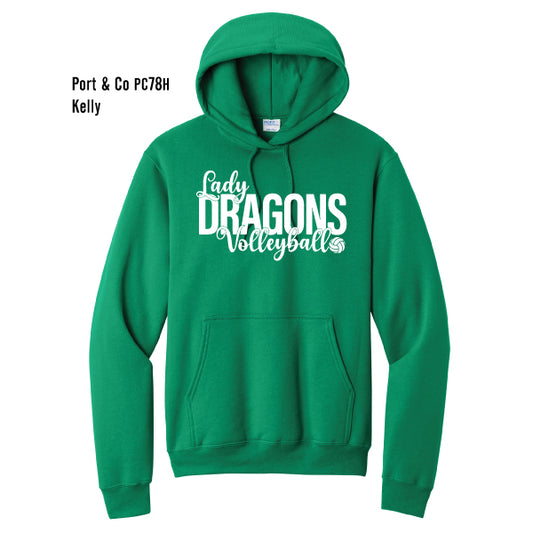 Carroll Middle School "Lady Dragons Volleyball" Port & Co Core Fleece Hooded Pullover