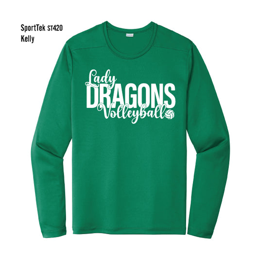 Carroll Middle School "Lady Dragon Volleyball" Sport-Tek Posi-UV Pro L/S Tee