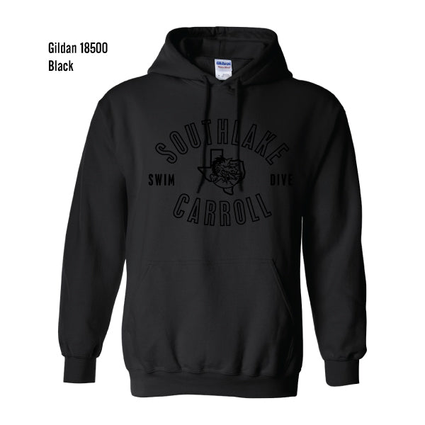 Carroll Swim & Dive "Black Dragon" Gildan Heavy Blend Hooded Pullover Sweatshirt