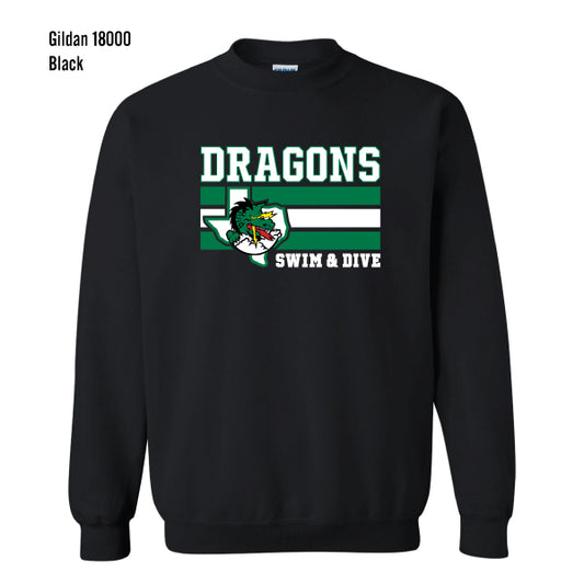 Carroll Swim & Dive "Dragons Flag" Gildan Heavy Blend Crew Sweatshirt