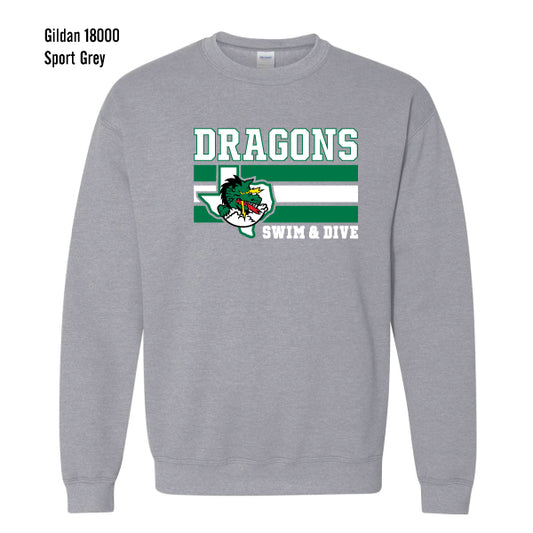 Carroll Swim & Dive "Dragons Flag" Gildan Heavy Blend Crew Sweatshirt