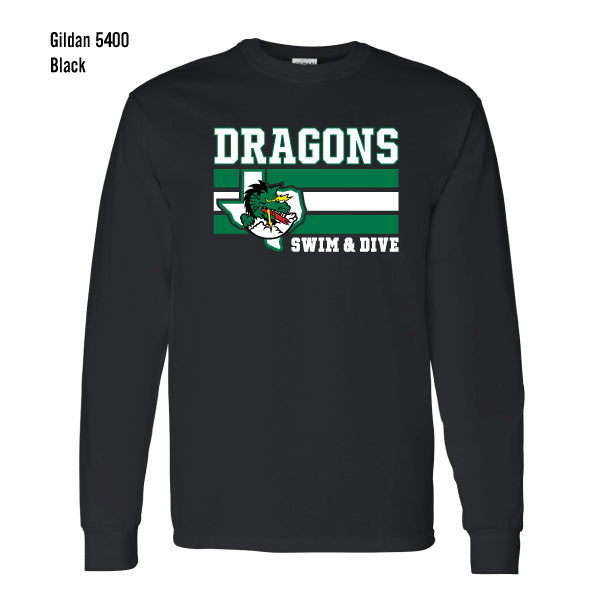 Carroll Swim & Dive "Dragons Flag" Gildan Heavy Cotton L/S Tee