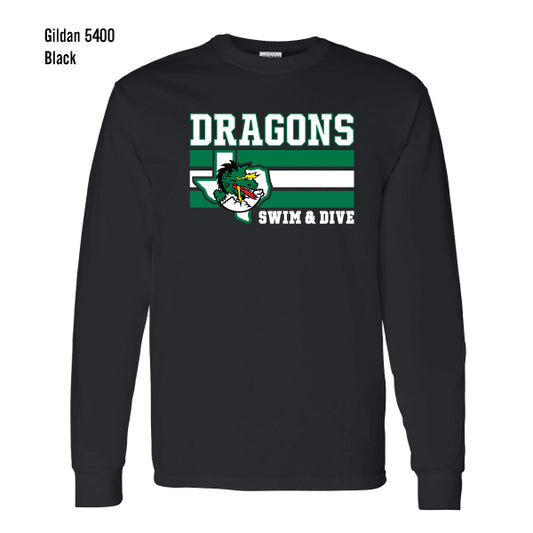 Carroll Swim & Dive "Dragons Flag" Gildan Heavy Cotton L/S Tee