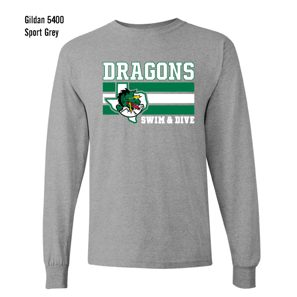 Carroll Swim & Dive "Dragons Flag" Gildan Heavy Cotton L/S Tee
