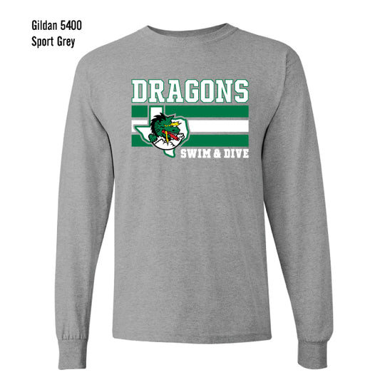 Carroll Swim & Dive "Dragons Flag" Gildan Heavy Cotton L/S Tee