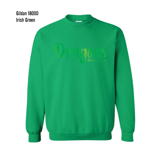 Carroll Swim & Dive "Green FOIL Dragons" Gildan Heavy Blend Crew Sweatshirt