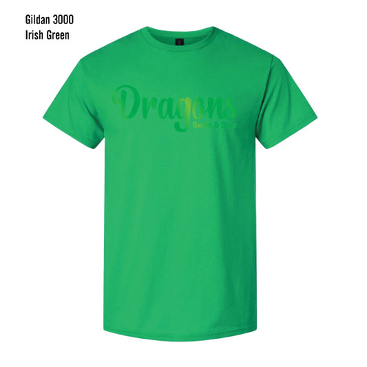 Carroll Swim & Dive "Green Foil Dragons" Gildan Light Cotton Tee