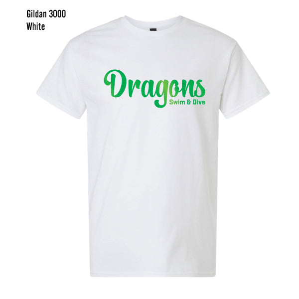 Carroll Swim & Dive "Green Foil Dragons" Gildan Light Cotton Tee