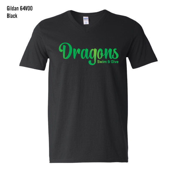 Carroll Swim & Dive "Green Foil Dragons" Gildan Light Cotton Tee