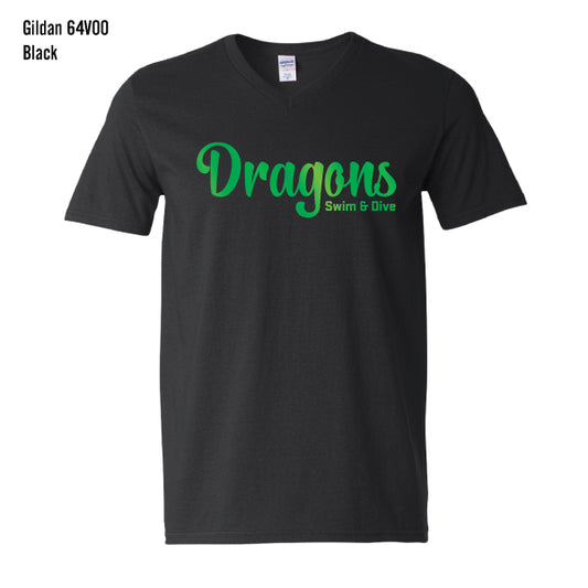 Carroll Swim & Dive "Green Foil Dragons" Gildan Light Cotton Tee