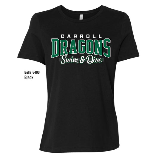Dragons Swim & Dive "Collegiate" Bella Canvas Ladies Relaxed Jersey Tee