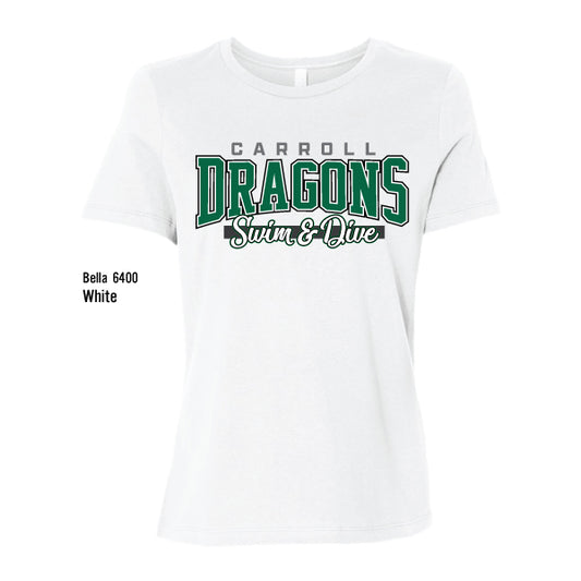Dragons Swim & Dive "Collegiate" Bella Canvas Ladies Relaxed Jersey Tee