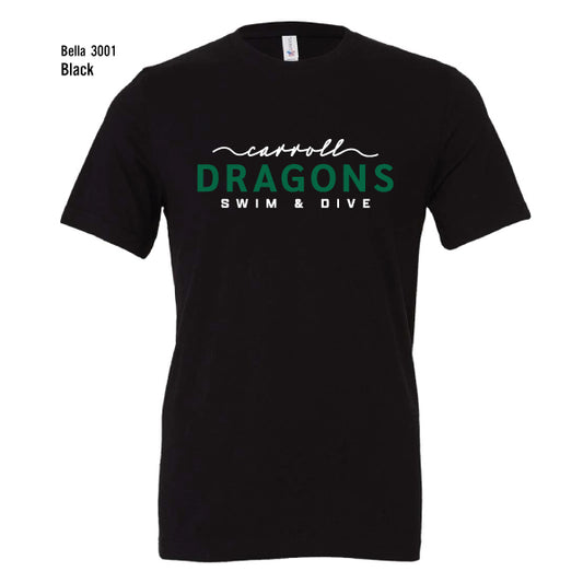 Dragons Swim & Dive "Carroll Script" Bella Canvas Unisex Jersey Tee
