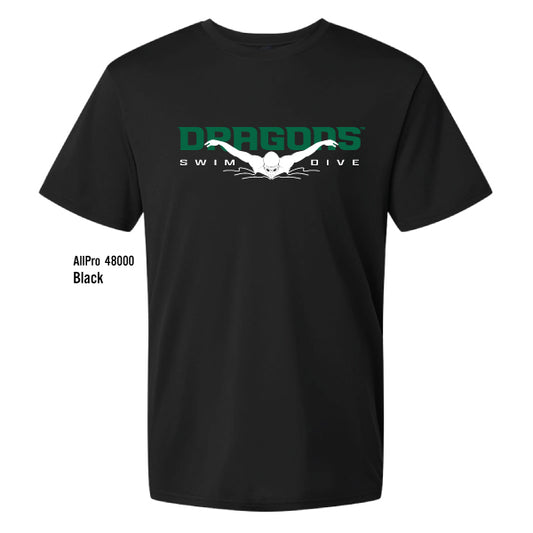 Dragons Swim & Dive "Swimmer Silhouette" AllPro Pro-Lock Performance Tee
