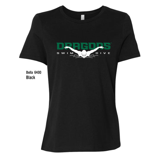 Dragons Swim & Dive "Swimmer Silhouette" Bella Canvas Ladies Relaxed Jersey Tee