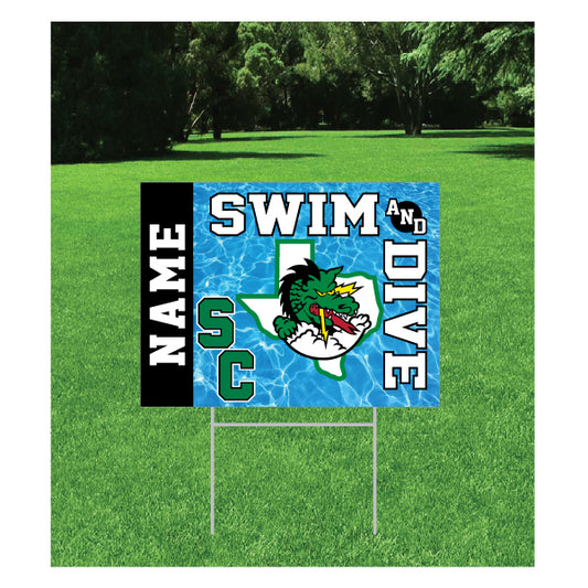 Dragons Swim & Dive Personalized Yard Sign