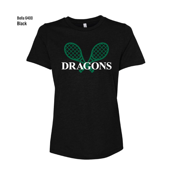 Dragons Tennis "Racquets" Bella Canvas Women's Relaxed CVC Tee
