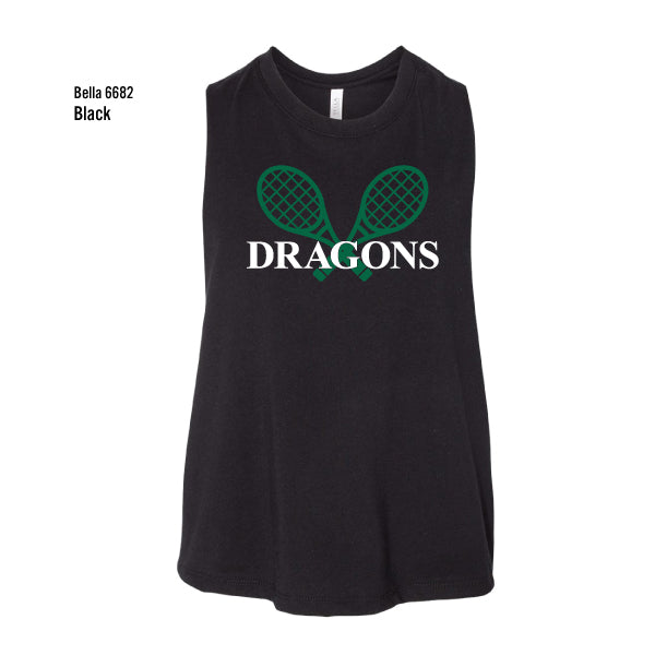 Dragons Tennis "Racquets" Bella Canvas Women's Racerback Cropped Tank