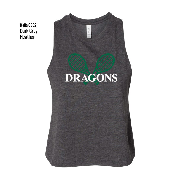 Dragons Tennis "Racquets" Bella Canvas Women's Racerback Cropped Tank
