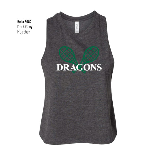 Dragons Tennis "Racquets" Bella Canvas Women's Racerback Cropped Tank