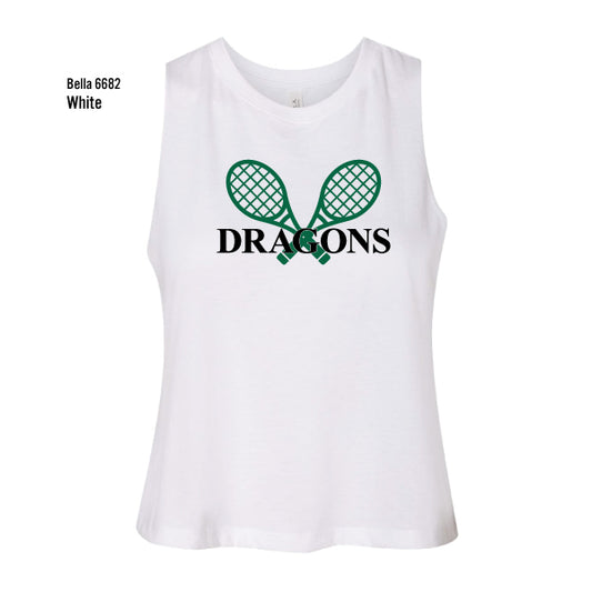Dragons Tennis "Racquets" Bella Canvas Women's Racerback Cropped Tank