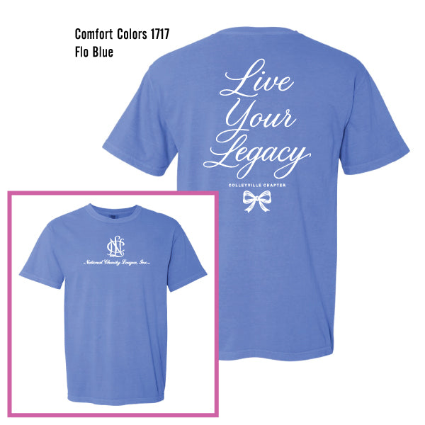National Charity League Colleyville Chapter "Live Your Legacy Bow" Comfort Colors Tee