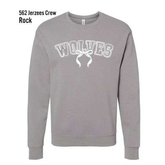 Cross Timbers MS "WOLVES Bow" Jerzees Fleece Crew Sweatshirt